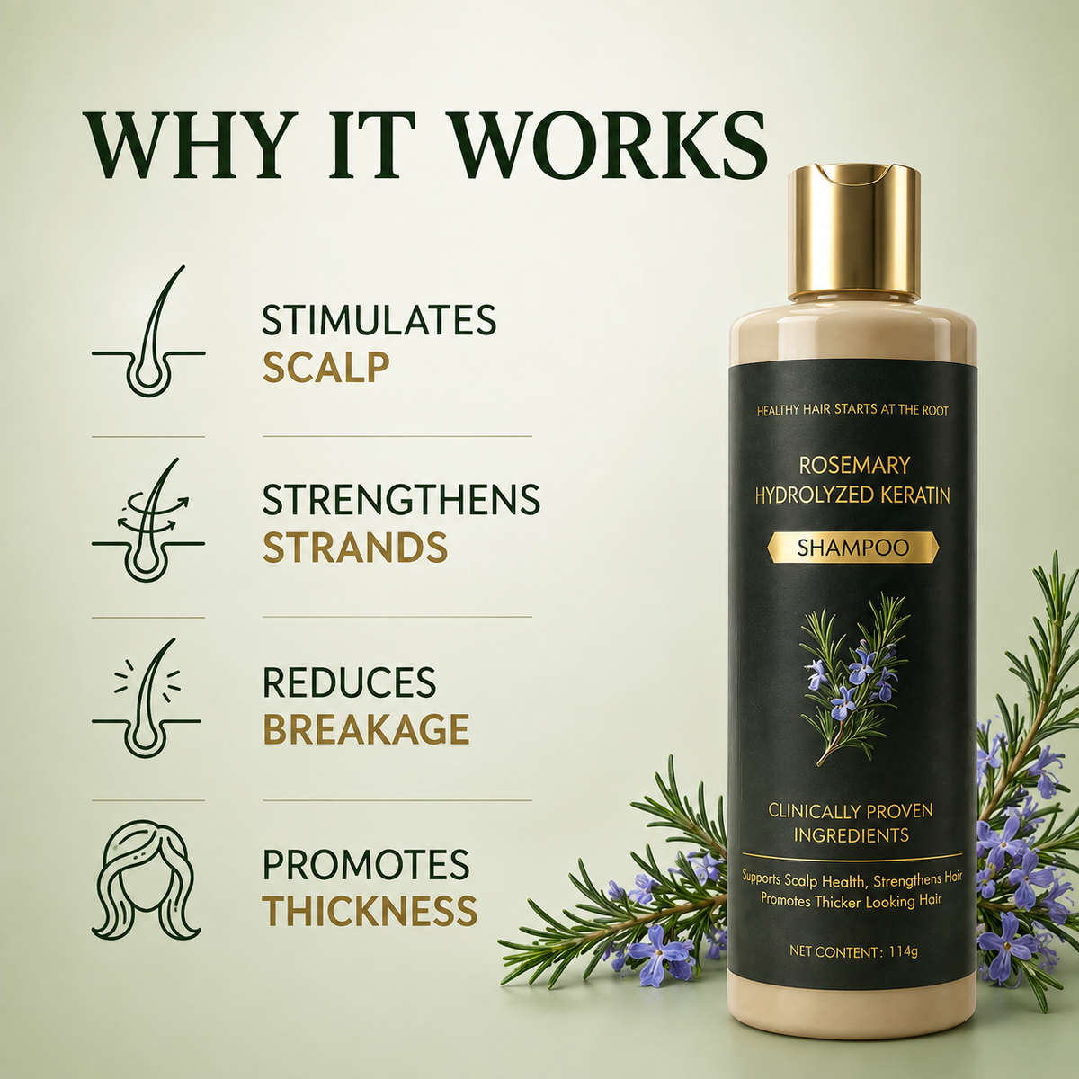 Zenith Cart Rosemary Hair Growth Shampoo – Rosemary + Keratin | Strengthens Hair & Supports Growth | Buy 1 Get 1 FREE