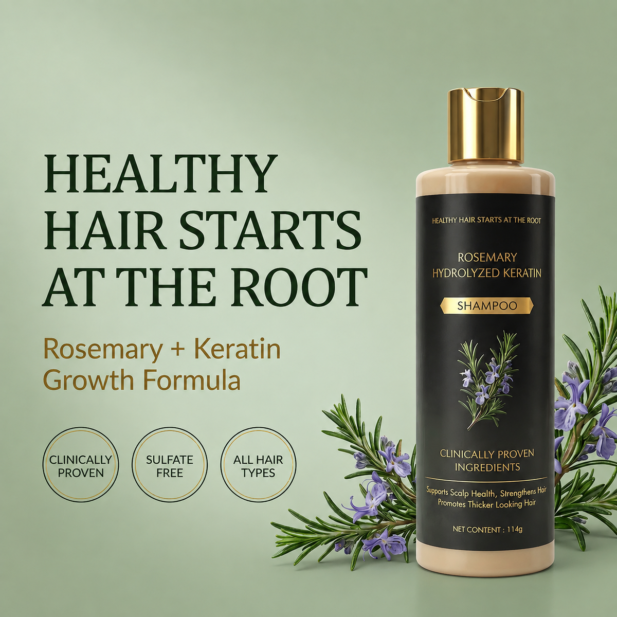 Zenith Cart Rosemary Hair Growth Shampoo – Rosemary + Keratin | Strengthens Hair & Supports Growth | Buy 1 Get 1 FREE