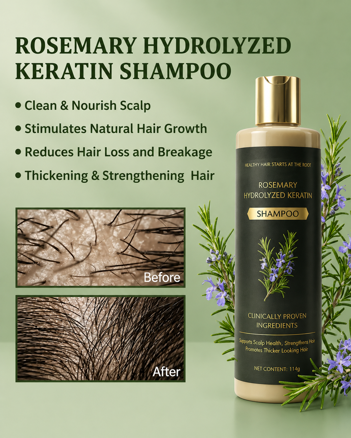 Zenith Cart Rosemary Hair Growth Shampoo – Rosemary + Keratin | Strengthens Hair & Supports Growth | Buy 1 Get 1 FREE